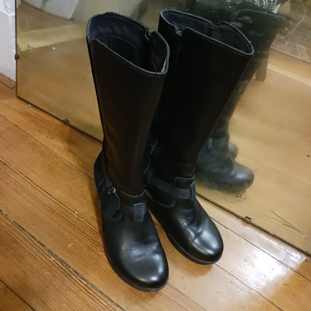 Merrell Evera Amp Black Boots High Mid Calf Leather Zip Womens Size 8